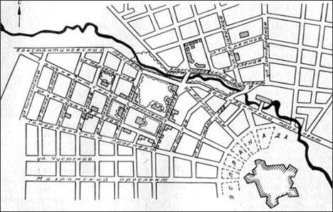 Карта-план первоначальной застройки Ферганы (Нового Маргилана)