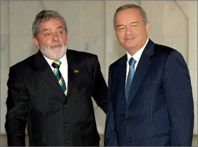 Президенты Бразилии и Узбекистана во время встречи 27 мая 2009 года
