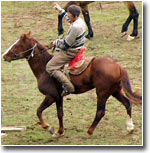 В дни празднования Навруза в сельских районах Узбекистана проводятся купкари - традиционные конные состязания